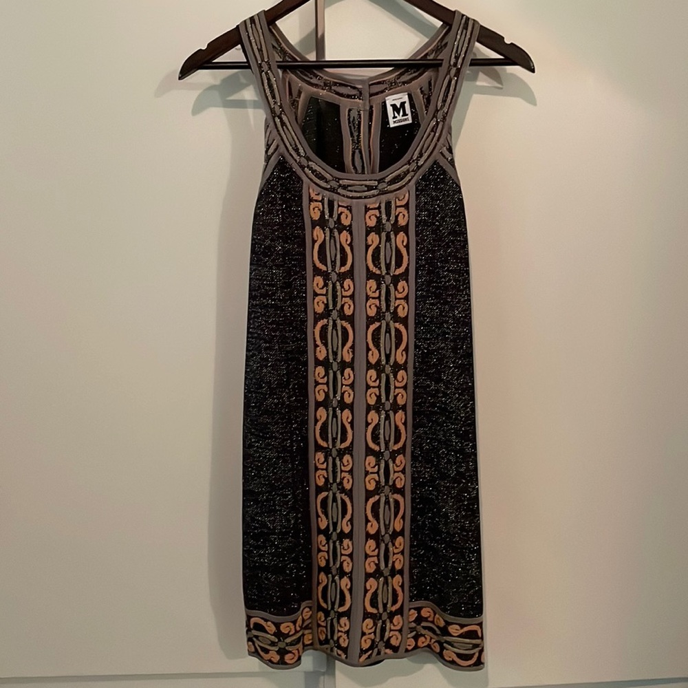 Missoni Shift Dress w/ slip Size Small, beautiful black metallic with patterning